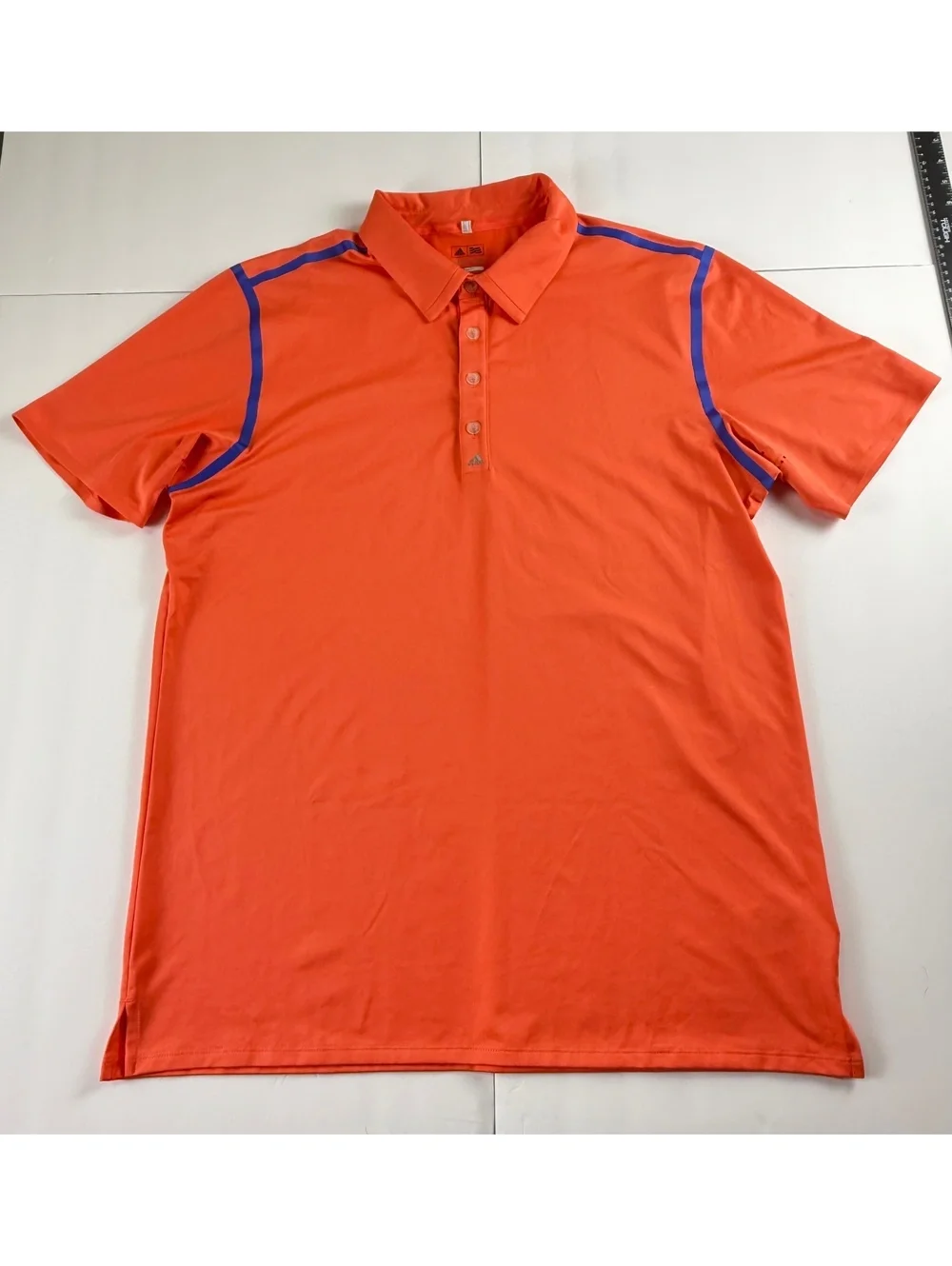 Adidas Golf Puremotion Men’s Large Salmon Blue Coolmax Performance Polo